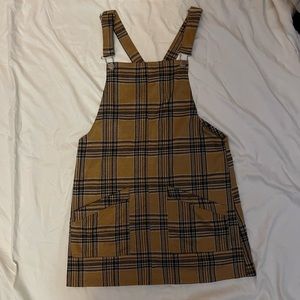 Mustard plaid overall dress